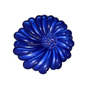 Vintage Blue Flower Brooch For Women - Funky Retro Petals & Pinback